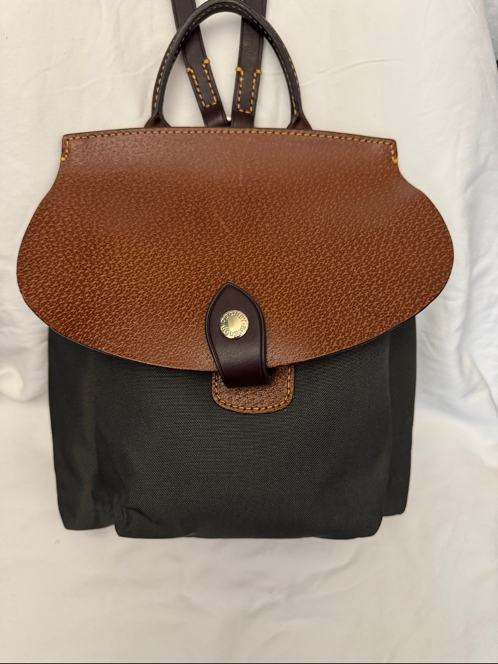 Dooney & Bourke Leather Flap Dark Grey Canvas Backpack